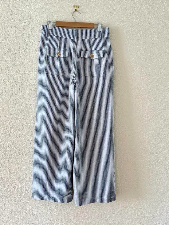 BODEN Brompton Wide leg Trousers Blue Stripe - Picture 7 of 13